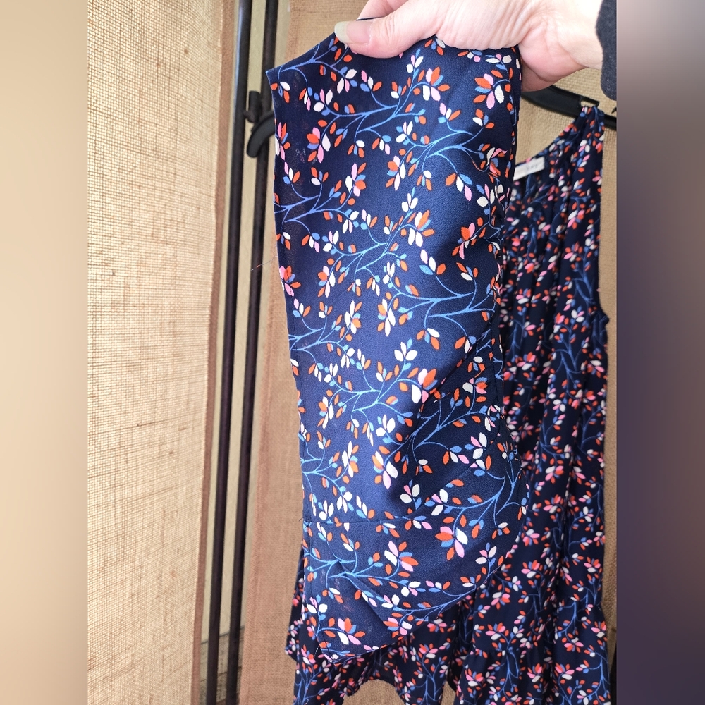 Women's Copper Key Blue Floral Open Shoulder Bell Sleeve Blouse Size Large - Picture 5 of 11
